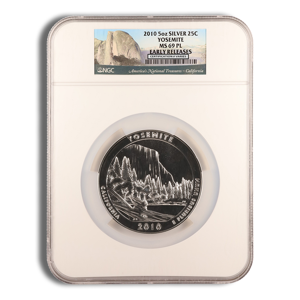 2010 5 oz ATB Yosemite Silver Coin NGC MS69PL