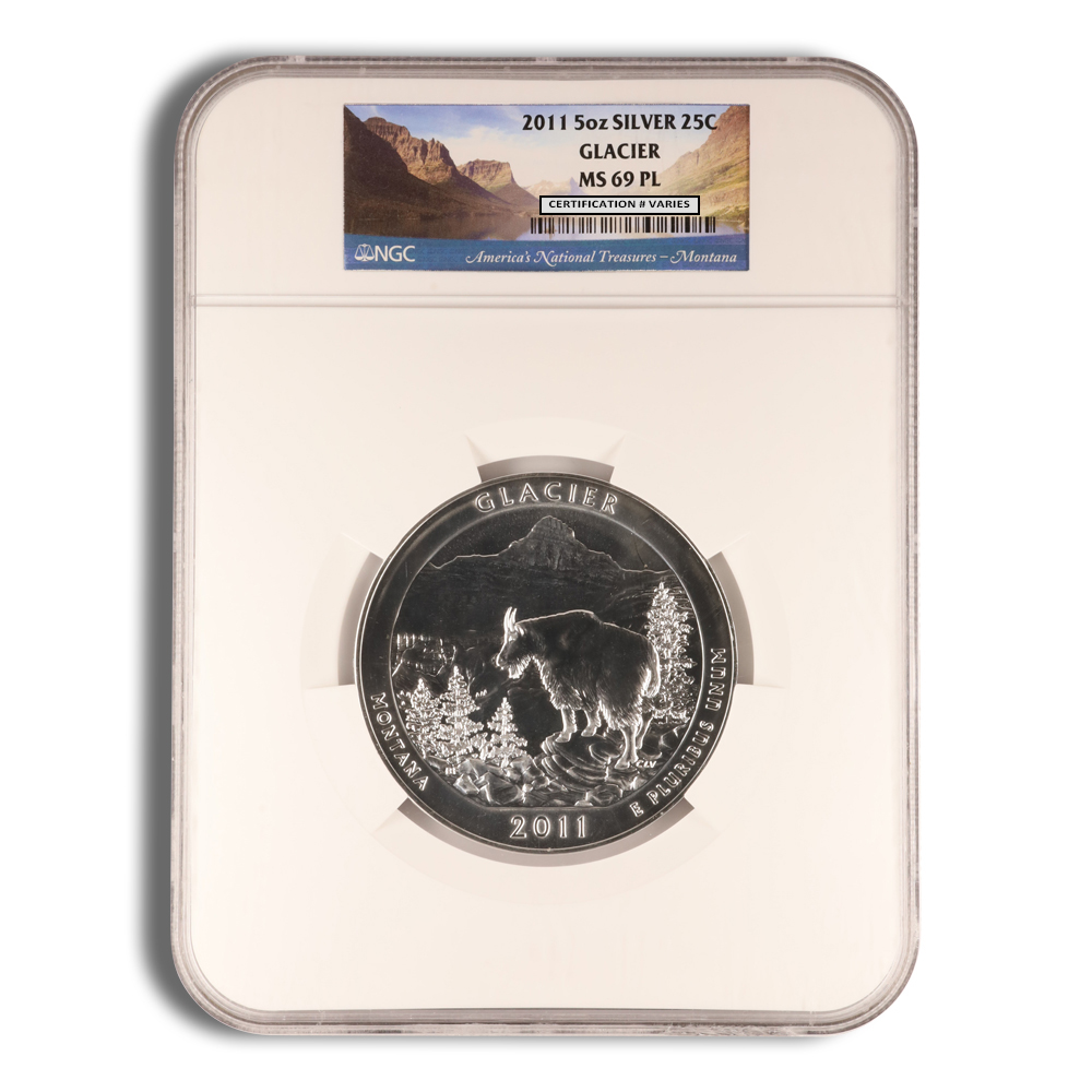 2011 5 oz ATB Glacier Silver Coin NGC MS69PL