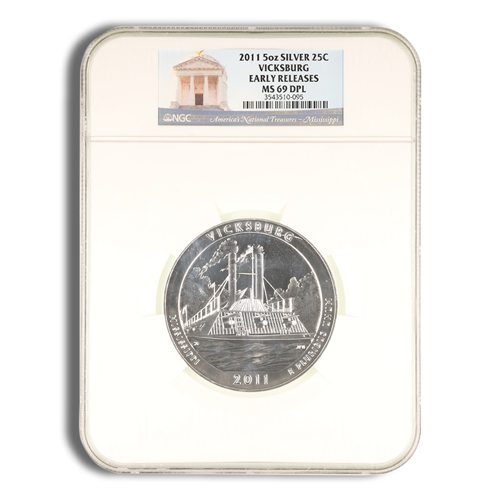 2011 5 oz ATB Vicksburg Silver Coin NGC MS69PL