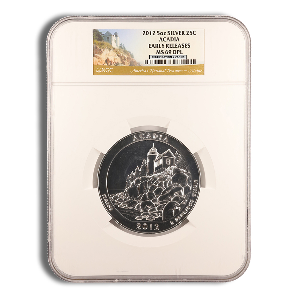 2012 5 oz ATB Acadia Silver Coin NGC MS69PL