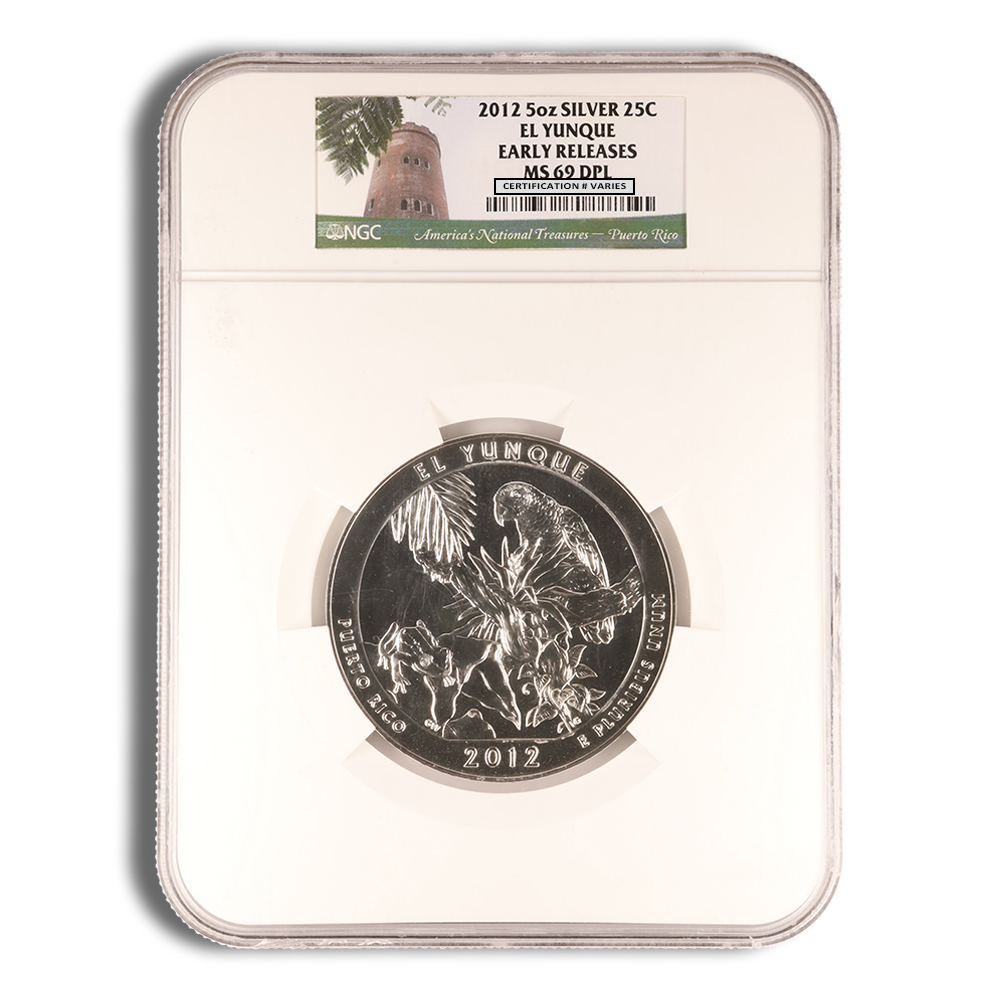 2012 5 oz ATB El Yunque Silver Coin NGC MS69PL