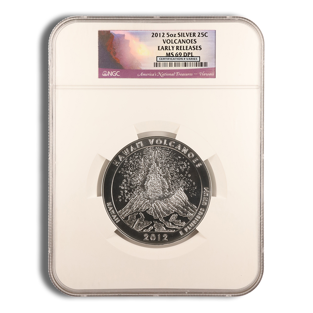 2012 5 oz ATB Hawaii Volcanoes Silver Coin NGC MS69PL