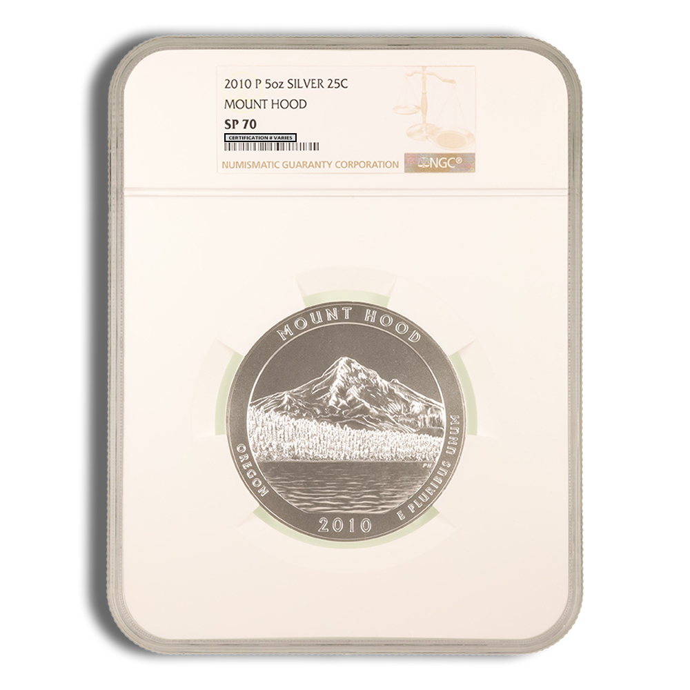 2010-P 5 oz ATB Mt Hood Silver Coin NGC SP70