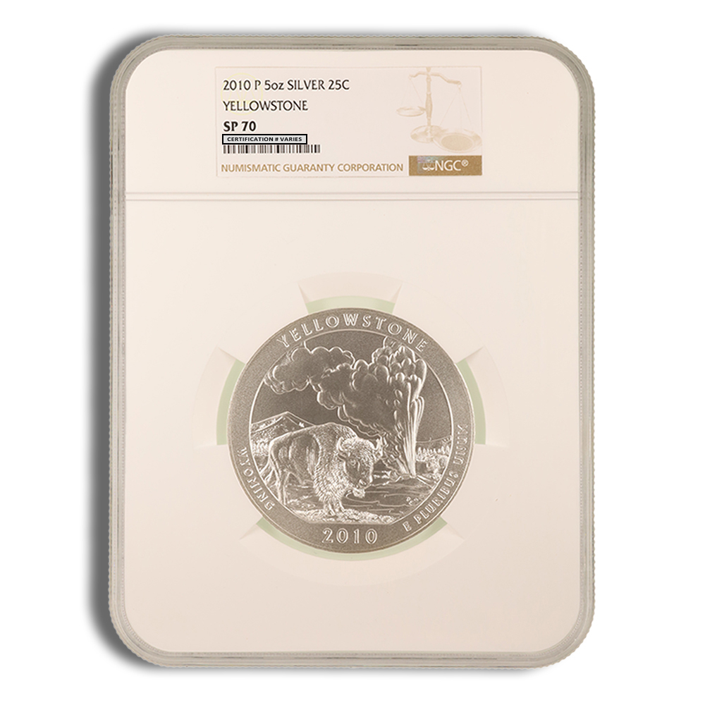 2010-P 5 oz ATB Yellowstone Silver Coin NGC SP70