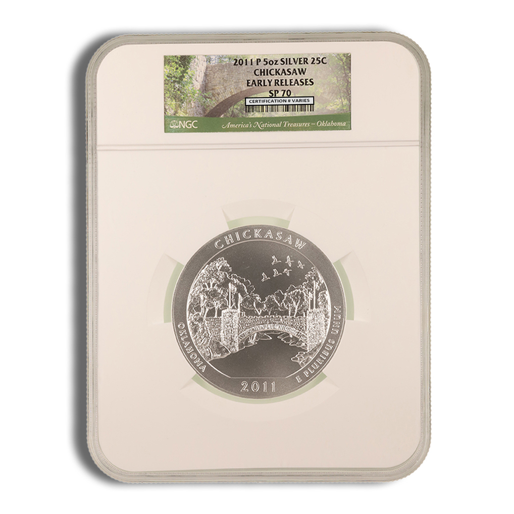 2011-P 5 oz ATB Chickasaw Silver Coin NGC SP70