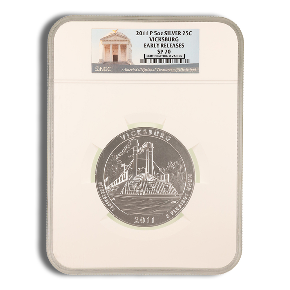 2011-P 5 oz ATB Vicksburg Silver Coin NGC SP70