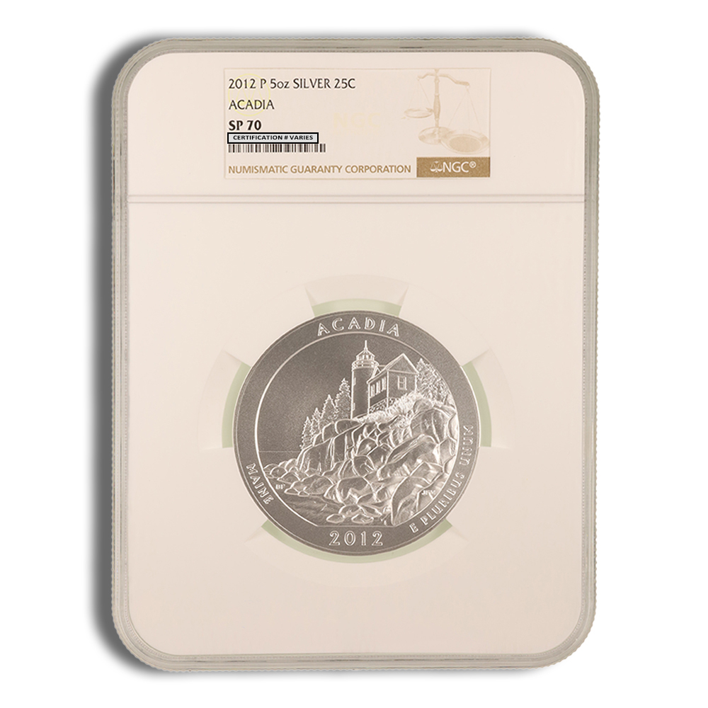 2012-P 5 oz ATB Acadia Silver Coin NGC SP70