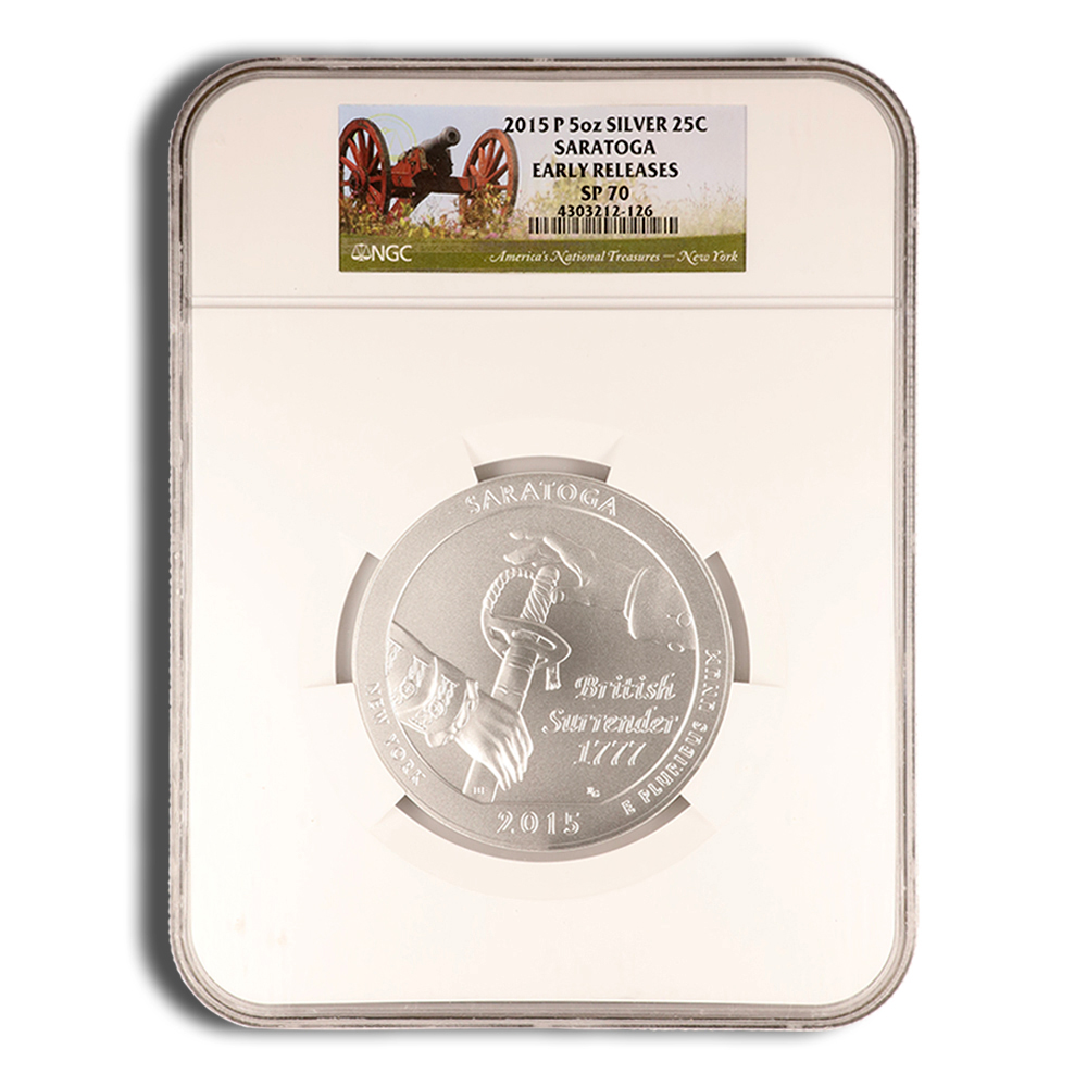 2015-P 5 oz ATB Saratoga Silver Coin NGC SP70