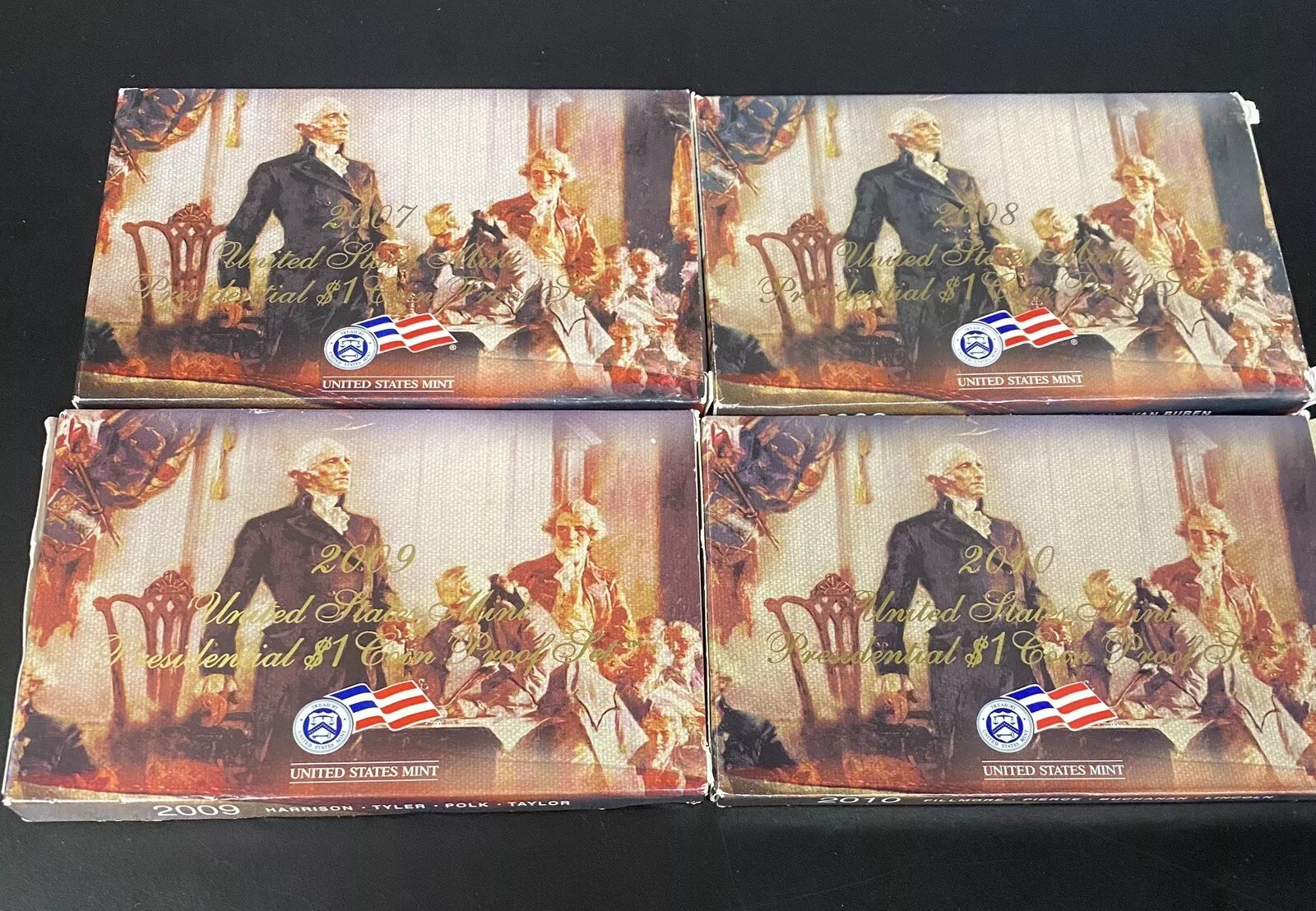 US Mint Presidential $1 Coin Proof Set - 2007-2010 Lot of 4 OOG Box And COA