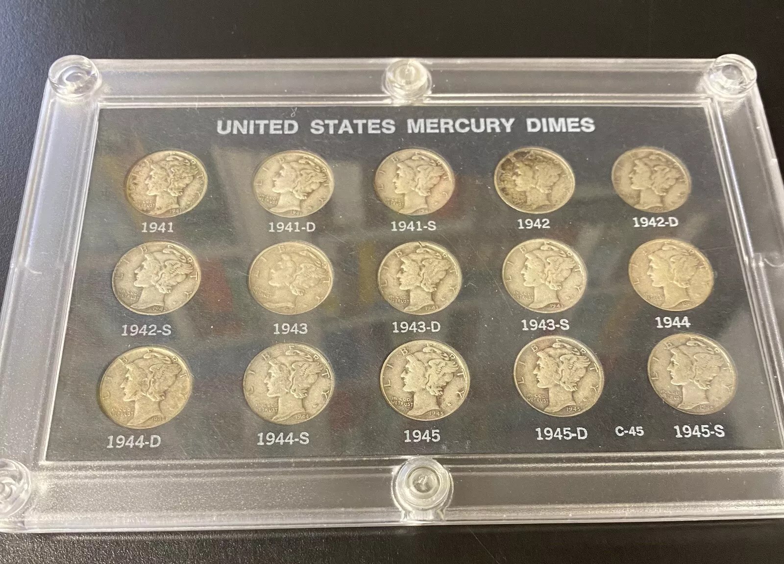 SET OF MERCURY SILVER DIMES 1941-1945 (15 COINS) US Coins