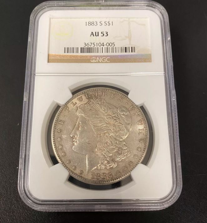 1883 S NGC AU53 Morgan Silver Dollar $1 US Mint Rare Key Date Coin 1883-S AU-53