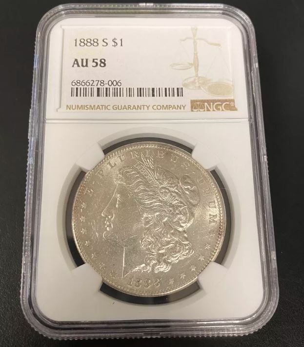 1888-S $1 Silver Morgan Dollar NGC AU 58