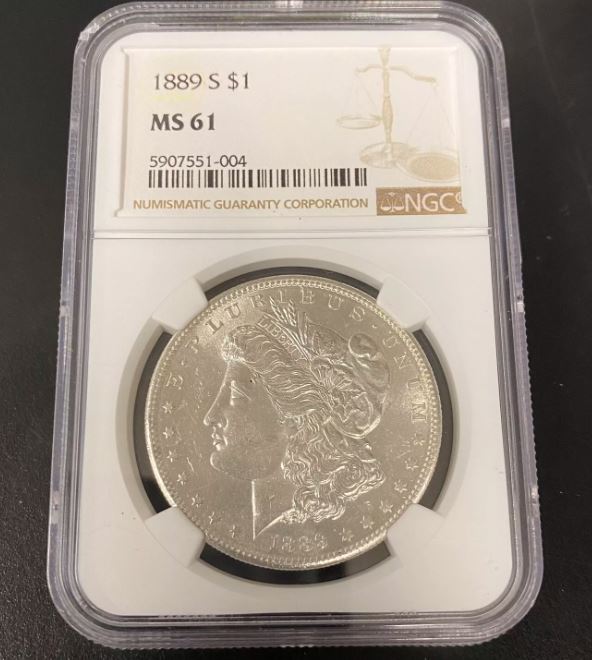 1889-S MORGAN SILVER DOLLAR $1 COIN NGC MS61