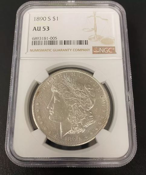 1890 S Morgan Silver Dollar NGC AU-53