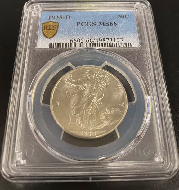 1938-D MS66 PCGS Walking Liberty Silver Half Dollar 50c Gold Shield