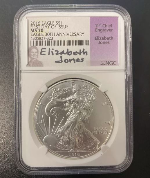 2016 Silver Eagle $1 NGC MS 70 First Releases 30th Anniversary Elizabeth Jones