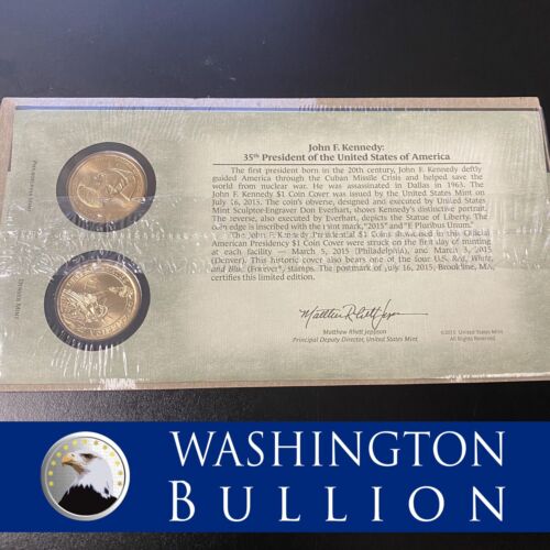 John F. Kennedy Presidential Dollar P & D Two Coin Set First Day OGP $1 US Coin