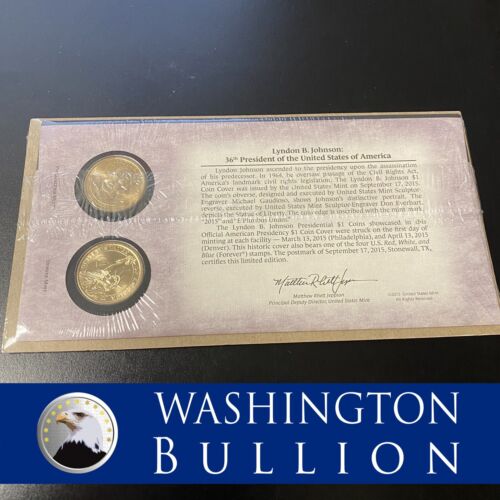 Lyndon B. Johnson Presidential Dollar P & D Two Coin Set First Day OGP $1 US