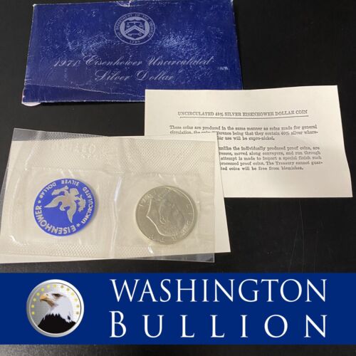 1971-S Eisenhower 40% Silver Dollar BU Mint Cello Blue Envelope Soft Pack