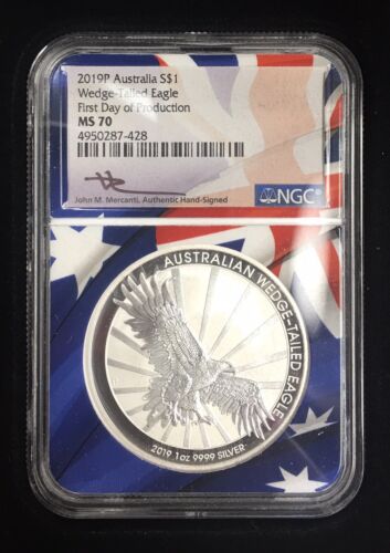 2019 P $1 Australia  Silver Wedge Tailed Eagle NGC MS70 First Day of Production