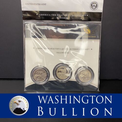 2010 Yellowstone America The Beautiful 3-Coin Quarter Set With OGP