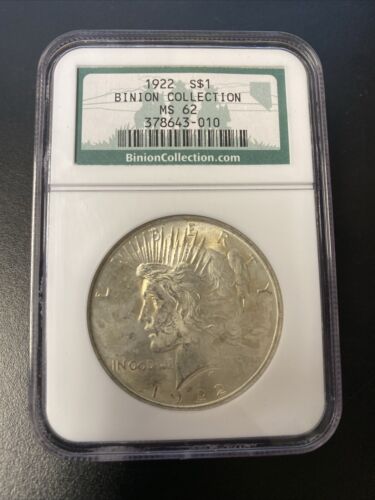 1922 PEACE SILVER DOLLAR BINION COLLECTION MS-62 $1