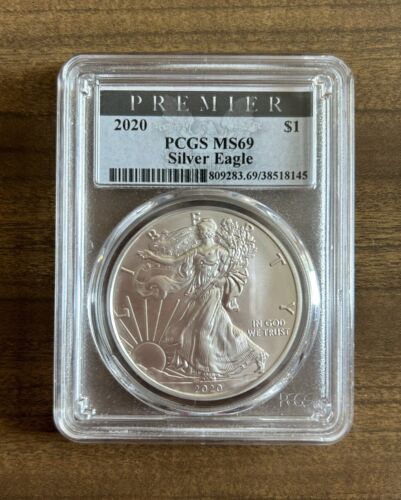 BU 2020 SAE Silver American Eagle PCGS MS69 PREMIER Label.