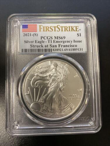 2021 (S) $1 American Silver Eagle PCGS MS69 Emergency Issue FS Flag Label