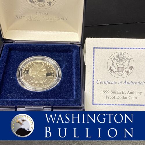 1999-P Susan B Anthony $1 Dollar Proof Coin w/ Box and COA