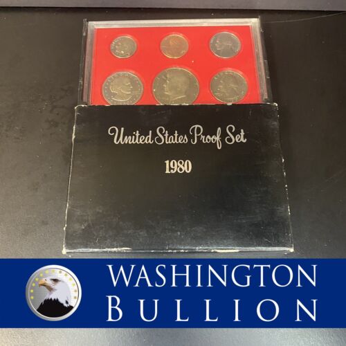 1980 Clad US Proof 6 Coin Set with Original Packaging COMPLETE