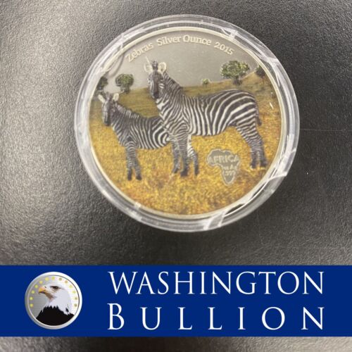 Zebras 2015 Congo 1000 Francs 1 oz .999 Silver Coin Colored Antique Africa /500