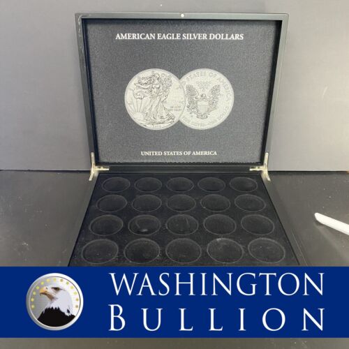 Coin Presentation Display Box American Silver Eagles Case +EXTRA TRAY Used