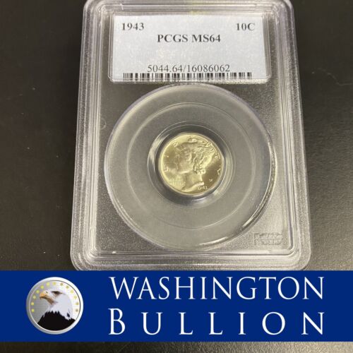 PCGS 1943 Mercury Dime MS64 Silver 90% US Coin