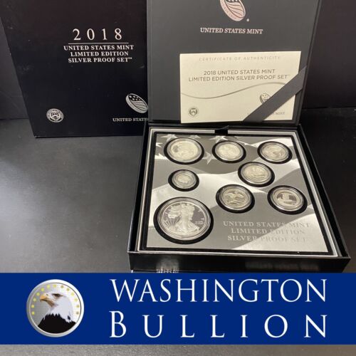 2018-S US Limited Edition Silver Proof Set - 8 Coin Set Box & COA