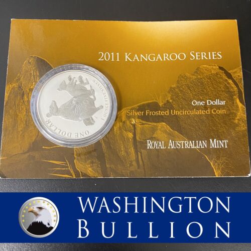 Australia 2011 SILVER KANGAROO 1 Oz Ounce Silver Frosted Coin Display Card .999