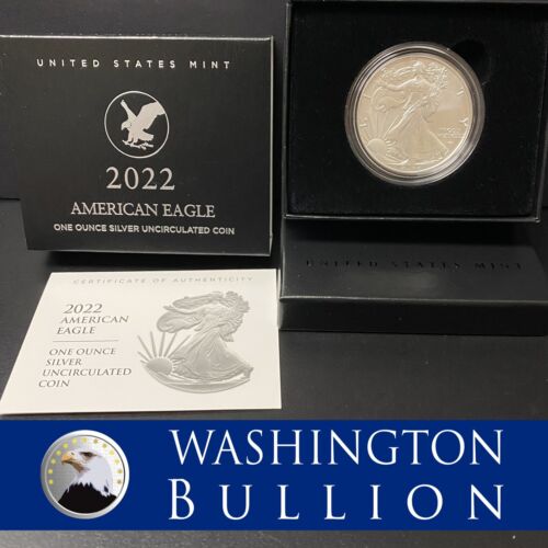 2022-W $1 American Silver Eagle 1 Oz Uncirculated Coin w/ Box & COA