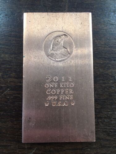 1 Kilo .999 Fine Copper Bar - Eagle