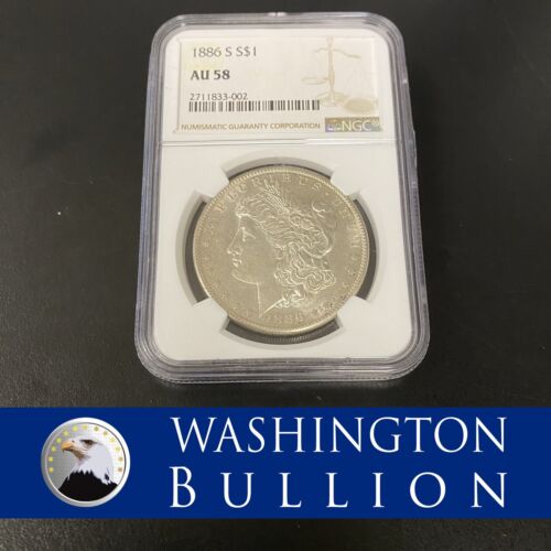 1886 S Morgan Silver Dollar NGC AU-58