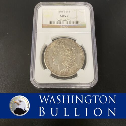 1883 S NGC AU53 Morgan Silver Dollar $1 US Mint Rare Key Date Coin 1883-S AU-53