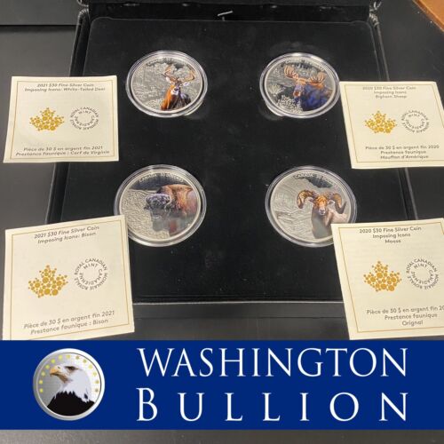 2020/2021  $30 Fine Silver Coins: Imposing Icons: 4 Coin Set Subscription Box