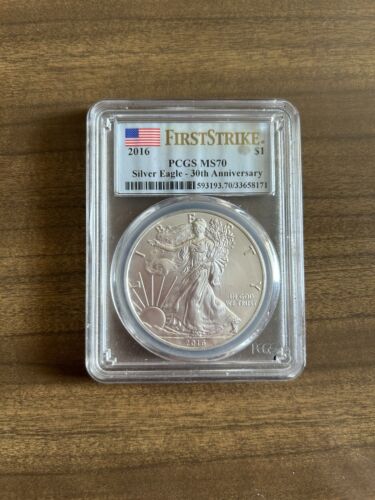 2016 30th Anniversary American Silver Eagle PCGS MS70 First Strike Flag Label