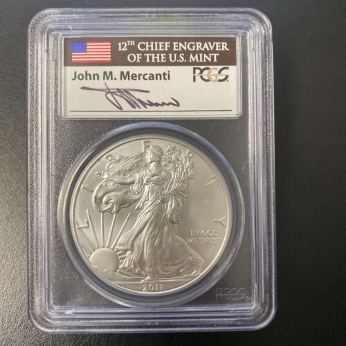 2011 American 1oz Silver Eagle PCGS MS69 Mercanti Signed Coin