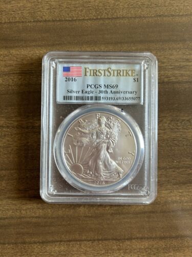 2016 30th Anniversary American Silver Eagle PCGS MS69 First Strike Flag Label