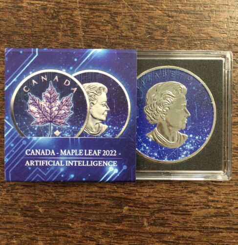 🪙Limited Canada 2022 Maple Leaf 1oz .9999 Silver Coin Artificial Intelligence