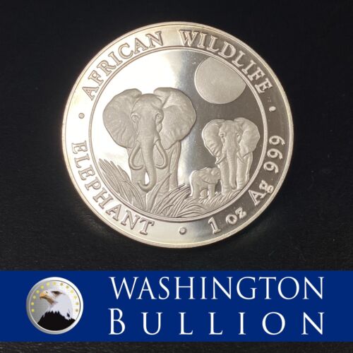 2014 Somali Republic 100 Shillings 1 oz .999 Silver African Wildlife Elephant