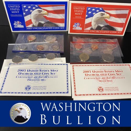 2003 P&D US Mint Set Brilliant Uncirculated US with Envelope & COA (20 Coin Set)