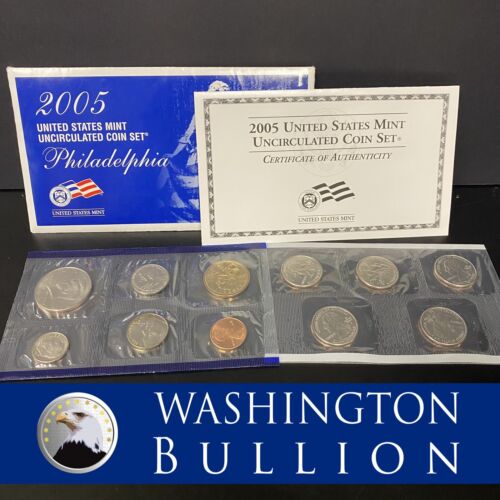 2005 P US Mint Set Brilliant Uncirculated US with Envelope & COA (10 Coin Set)