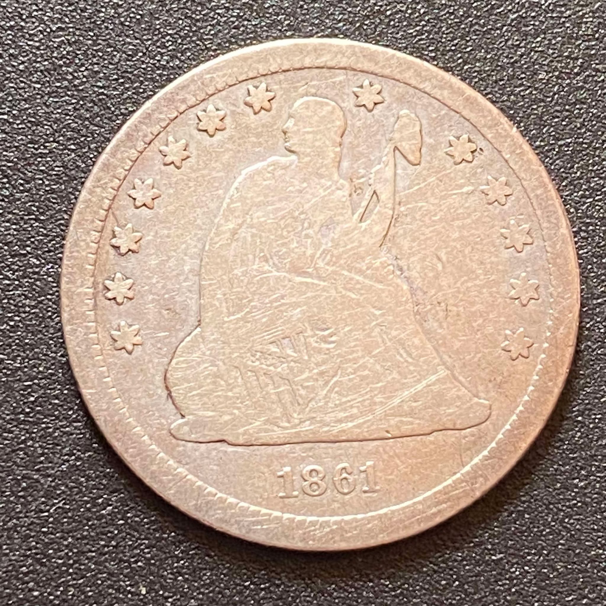 1861 Liberty Seated Quarter