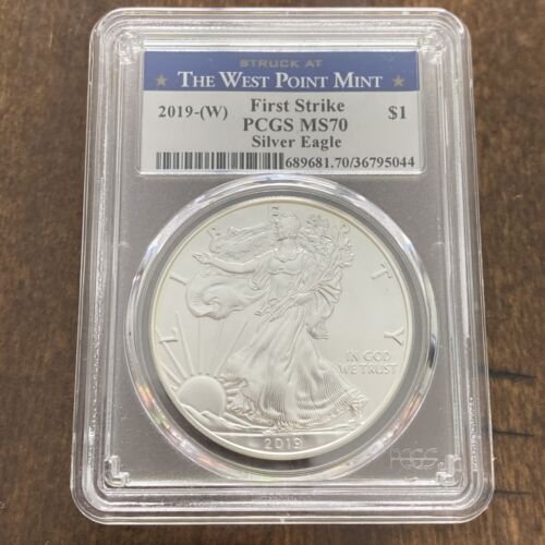 2019 W American Eagle Silver PCGS MS 70 First Strike West Point Mint Label