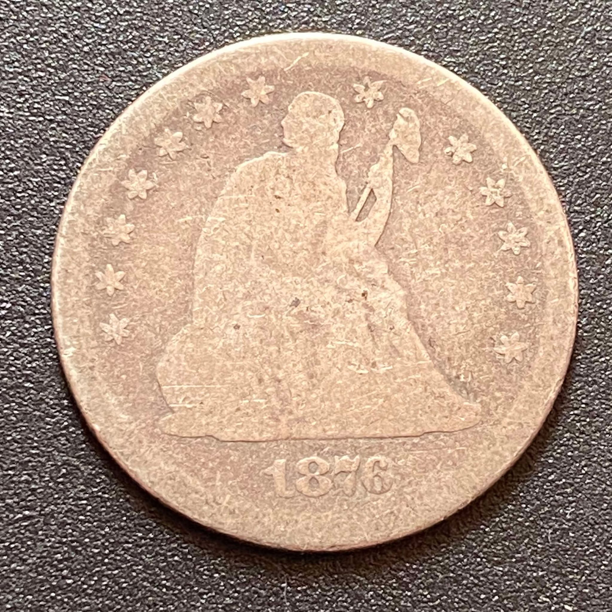 1876 Liberty Seated Quarter